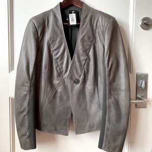 Emporia Armani Grey Lambskin Leather Jacket